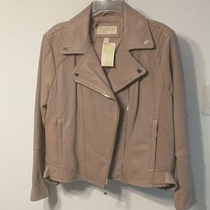 MICHAEL KORS pale pink vintage leather jacket